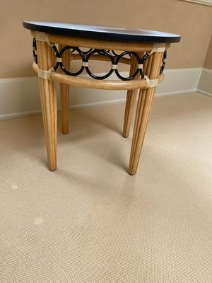 "McGuire" Bamboo Rattan Style Marble Top Side Table
