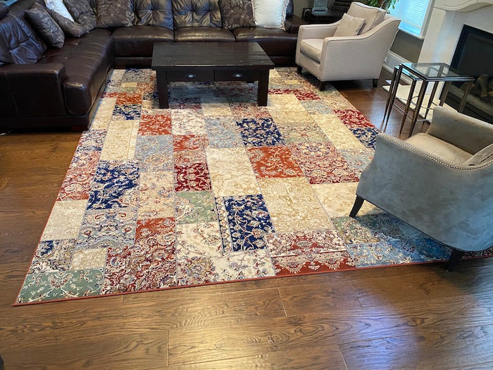 Geometric Multicolour Area Rug- 9 x 12