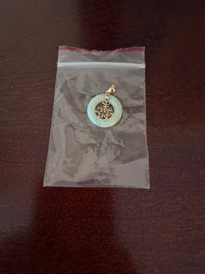 Oriental Style Jade Pendant, Gold Plated