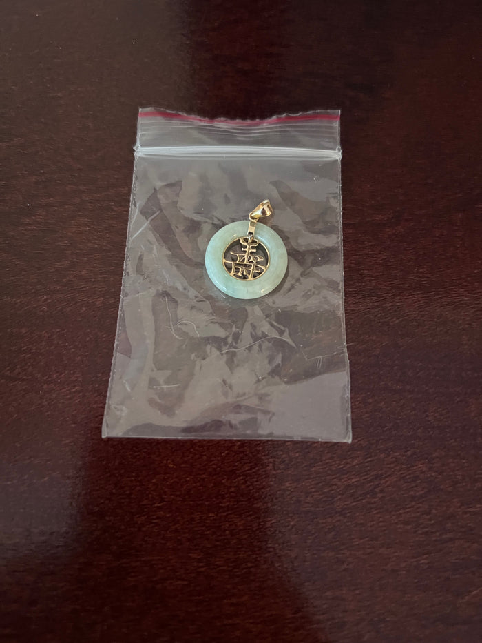 Oriental Style Jade Pendant, Gold Plated