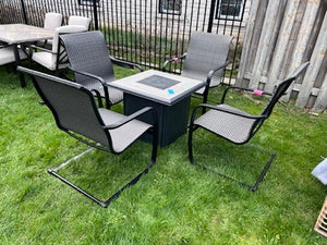 5-Piece Black/Frey Metal Outdoor Patio Fire Pit Seating Set