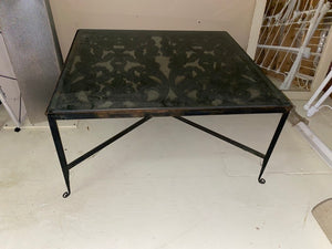 Vintage Wrought Iron Glass Top Coffee Table