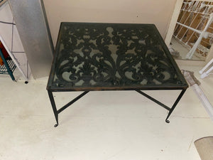 Vintage Wrought Iron Glass Top Coffee Table