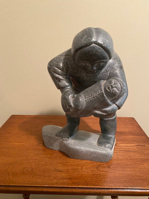 Soapstone Sculpture- 'Mother Holding Baby'