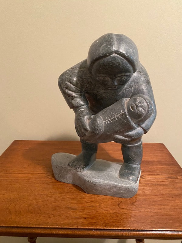 Soapstone Sculpture- 'Mother Holding Baby'