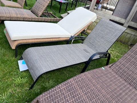Patio Chaise Lounger # 2 (Grey Sling)