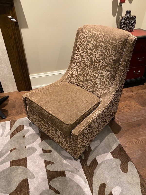 Pair of Deep Seating Gold Upholstered Chairs