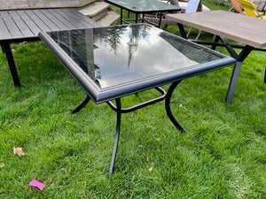 Square Glass Dining Table- Brown