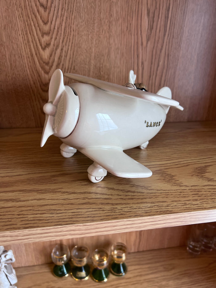 FITZ & FLOYD Ceramic Vintage 1978 Airplane Bi-Plane Collector Piggy Bank
