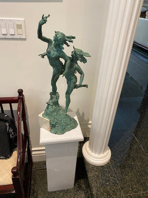 Large Bronze Statue, Marble Base by Renato Zanon