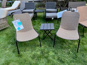 2 Chairs + Side Table (Blue Weave)