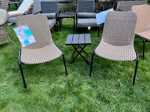 2 Chairs + Side Table (Blue Weave)