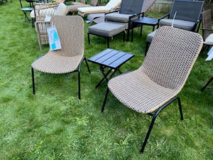 2 Chairs + Side Table (Blue Weave)
