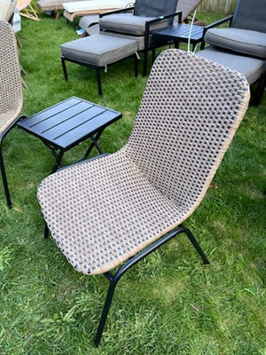 2 Chairs + Side Table (Blue Weave)
