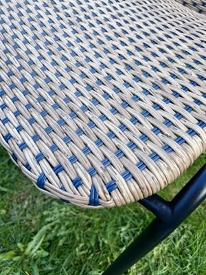 2 Chairs + Side Table (Blue Weave)