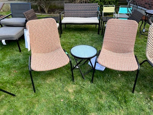2 Chairs + Side Table (Orange Weave)