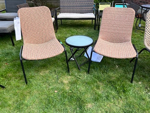 2 Chairs + Side Table (Orange Weave)