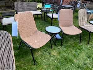 2 Chairs + Side Table (Orange Weave)