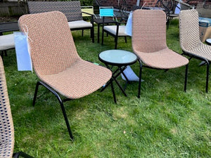 2 Chairs + Side Table (Orange Weave)