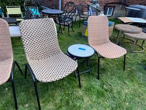 2 Chairs + Side Table (1 Orange 1 Blue Weave)