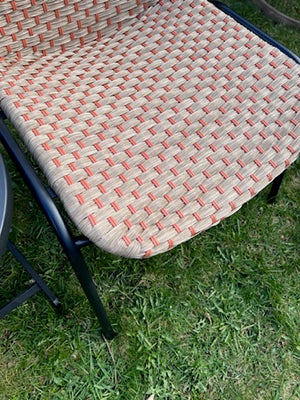 2 Chairs + Side Table (1 Orange 1 Blue Weave)