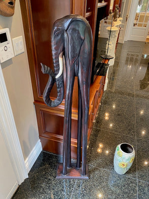 Tall Wood Elephant Decor