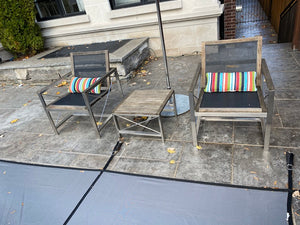 2 Outdoor Kingsley Bate 'Ibiza' Teak Club Chairs + Side Table
