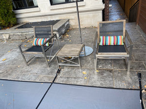 2 Outdoor Kingsley Bate 'Ibiza' Teak Club Chairs + Side Table