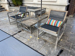 2 Outdoor Kingsley Bate 'Ibiza' Teak Club Chairs + Side Table