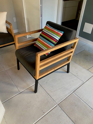 3 Piece 'Mamagreen' Zudu Teak Outdoor Patio Conversation Set + Coffee Table (Sunbrella Cushions)