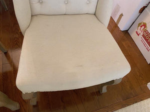 2 Beige Tufted Wingback Upholstered Chairs