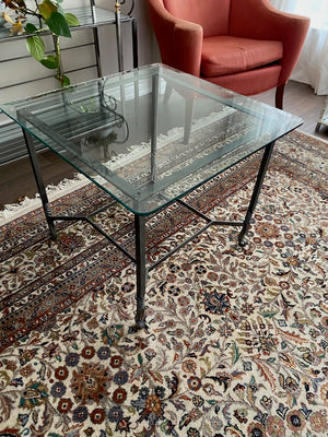 Glass Top Side Table, Metal Base