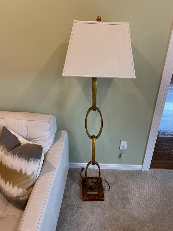 Gold Links Floor Lamp with White Shade