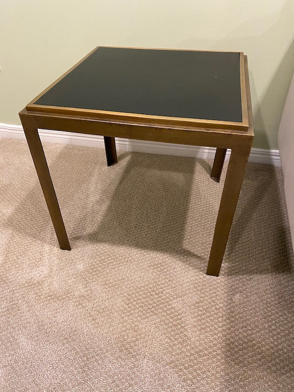 Crate & Barrel Black & Gold Metal Side Table
