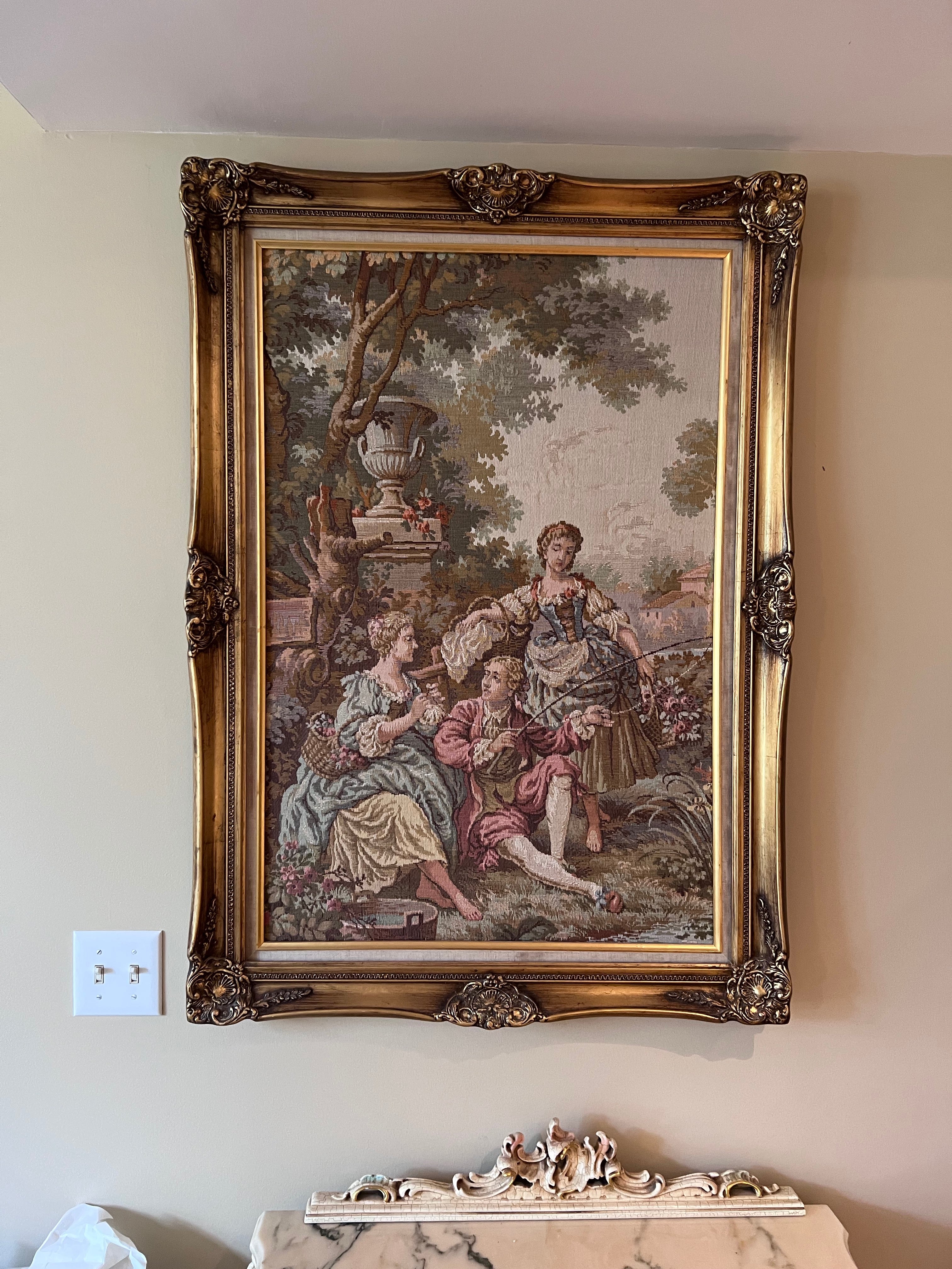 French 19th Century Framed Floral Tapestry - Fireside Antiques