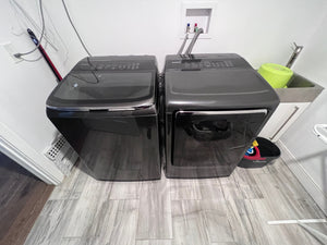 Samsung DVE54M8750V/AC Dryer + Samsung WA54M8750AV/A4 Top Load Washer
