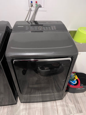 Samsung DVE54M8750V/AC Dryer + Samsung WA54M8750AV/A4 Top Load Washer