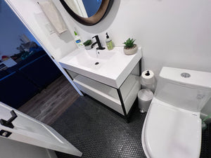 39" Vanity with P-Trap- Single Sink- White and Black Metal (*Retail $805.50)
