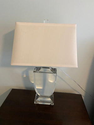 Pair of Acrylic Table Lamps, White Shades