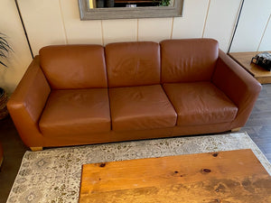 Brown Leather 3 Seater Sofa