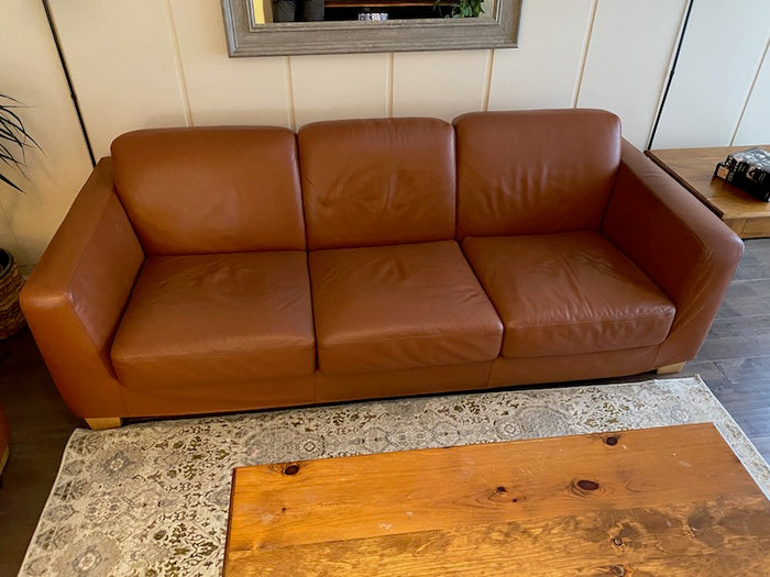 Brown Leather 3 Seater Sofa