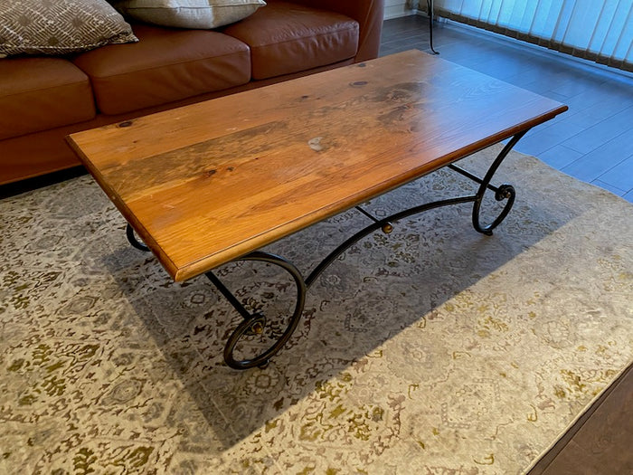 Wood Coffee Table, Metal Base