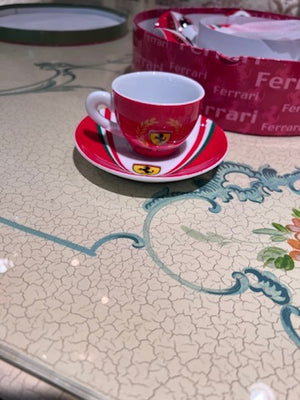 6 Brand New Ferrari Espresso Cups & Saucers