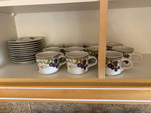 11 Vintage Dansk, Fiance Fruits Cups & Saucers