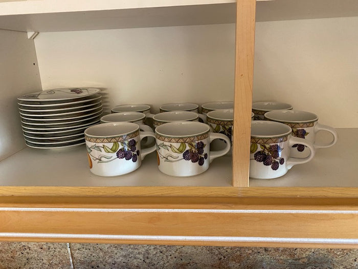 11 Vintage Dansk, Fiance Fruits Cups & Saucers