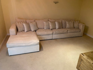 Norwalk Furniture Beige Microsuede Sectional Sofa