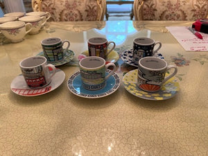 6 Porcellane Tognana Italy City Collection Cups & Saucers