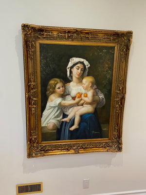Large Original Painting by D. Bianco- Mother & 2 Kids