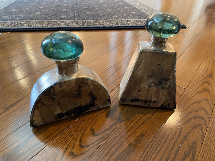 Pair of Glass Decanters- Made in Mexico