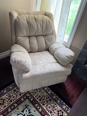 Beige Microsuede Reclining Chair